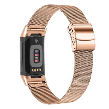 Ruostumattomasta teräksestä valmistettu kelloranneke Fitbit Charge5/6:lle Ruusukulta