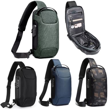 Crossbody laukku vettä hylkivällä kankaalla Musta