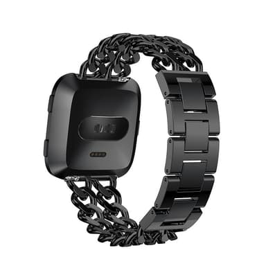 Kaksirivinen metalliseosketju Fitbit Versa -sarjaan Musta Fitbit Versa 3