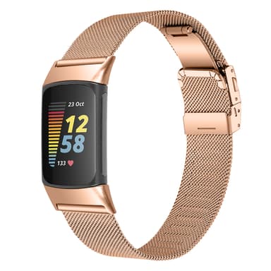Ruostumattomasta teräksestä valmistettu kelloranneke Fitbit Charge5/6:lle Ruusukulta