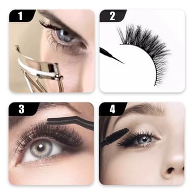 10 paria kaarevia 3D cat eye tekoripsiä Musta