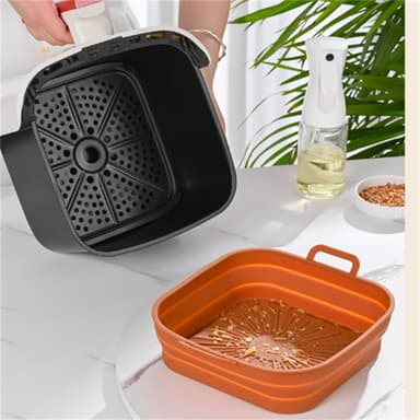 Taitettava neliö Air Fryer silikonimuotti 17,5 cm 2 kpl Musta