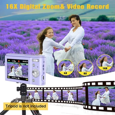 Digikamera 1080P 48 megapikseliä 16x zoom Violetti