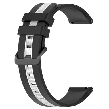 20 mm:n silikoniranneke Samsung- ja Huawei-kelloille Musta + Valkoinen