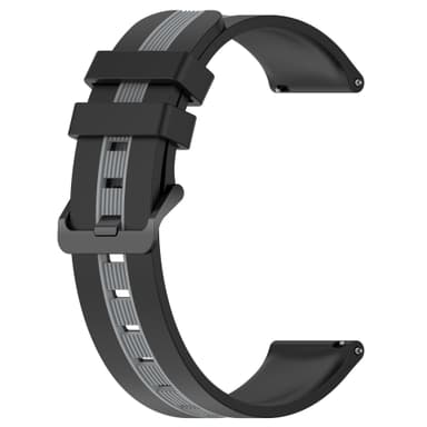 22 mm:n silikoniranneke Garmin/Samsung/Xiaomi-kelloille Musta + harmaa