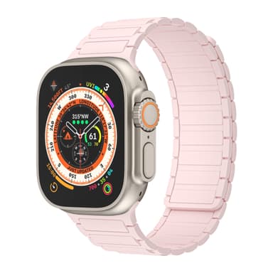 Silikonimagneettinen hihna Apple Watchille 1/2/3/4/5/6/7/8/9, Apple Watch SE Vaaleanpunainen 42/44/45/49 mm
