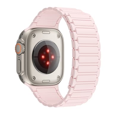 Silikonimagneettinen hihna Apple Watchille 1/2/3/4/5/6/7/8/9, Apple Watch SE Vaaleanpunainen 42/44/45/49 mm