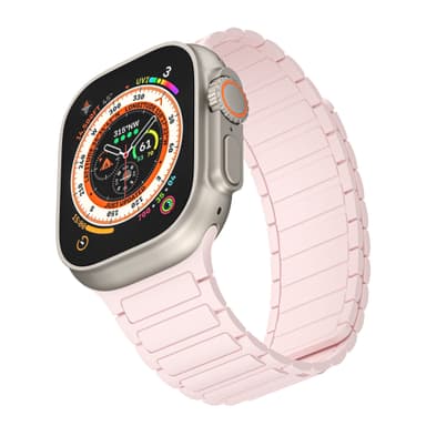 Silikonimagneettinen hihna Apple Watchille 1/2/3/4/5/6/7/8/9, Apple Watch SE Vaaleanpunainen 42/44/45/49 mm