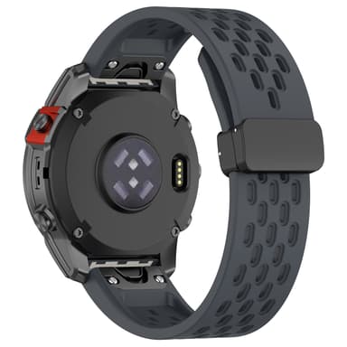 22mm silikonikellon ranneke Garmin Epix Pro 47mm/Fenix 7/Fenix 7 Prolle Tummanharmaa