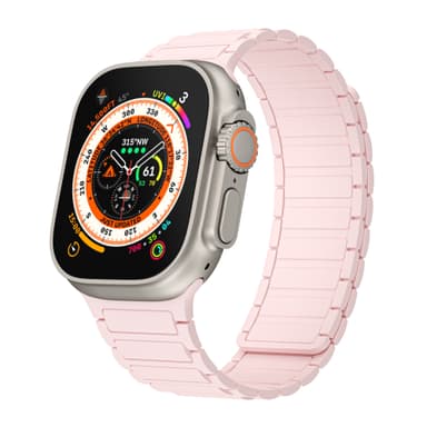 Silikonimagneettinen hihna Apple Watchille 1/2/3/4/5/6/7/8/9, Apple Watch SE Vaaleanpunainen 42/44/45/49 mm