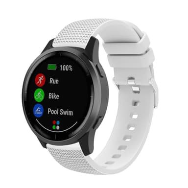 Silikoninen ruutukuvioinen kellohihna Garmin Vivoactive 4:lle 18mm Valkoinen