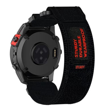 22 mm kellon ranneke Garmin Quatix 7 Pro/FeniX/Fenix‐6/Fenix‐5 Size M Nylon Musta