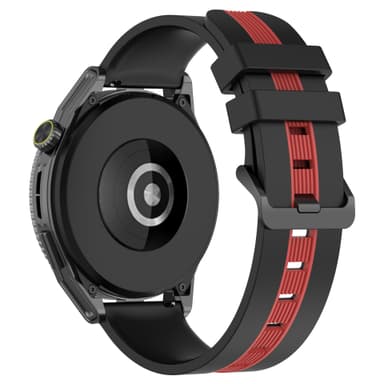 20 mm:n silikoniranneke Samsung- ja Huawei-kelloille Musta + harmaa