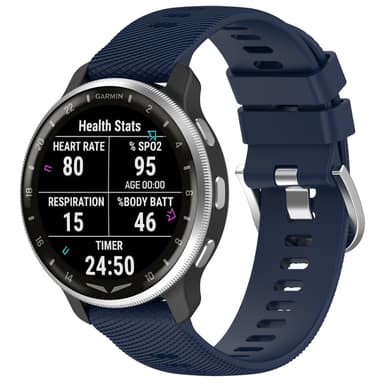 20 mm:n universaali ristikuvioinen silikoniranneke Samsungille, Garminille, Huaweille Tummansininen