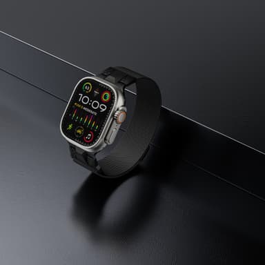 Ruostumattomasta teräksestä valmistettu ranneke Apple Watchille 42/44/45/49 mm Musta
