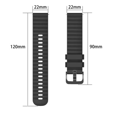 Kellon hihna silikonia Musta 22 mm