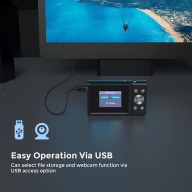 Digikamera 48MP 2,7K FHD 16X digitaalinen zoom 2,88 tuuman näyttö Musta