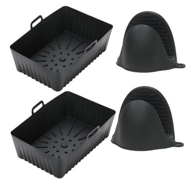 2-pack Air fryer säiliö uunikintailla silikoni Musta