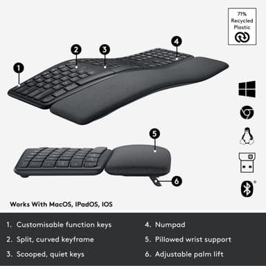 Logitech Ergo K860 ergonominen näppäimistö