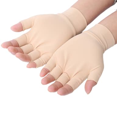1 parin puristuskäsineet sormien ja käsien kipujen lievittämiseen Beige