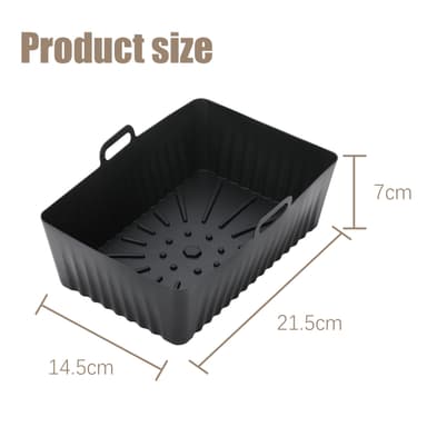 2-pack Air fryer säiliö uunikintailla silikoni Musta