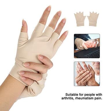 1 parin puristuskäsineet sormien ja käsien kipujen lievittämiseen Beige