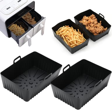 2-pack Air fryer säiliö uunikintailla silikoni Musta