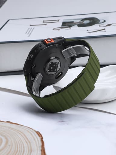 Magneettinen kellon ranneke silikonista Garminille 22 mm ruohon väri