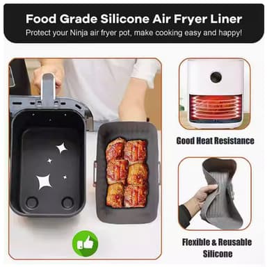 2-pack Air fryer säiliö uunikintailla silikoni Musta