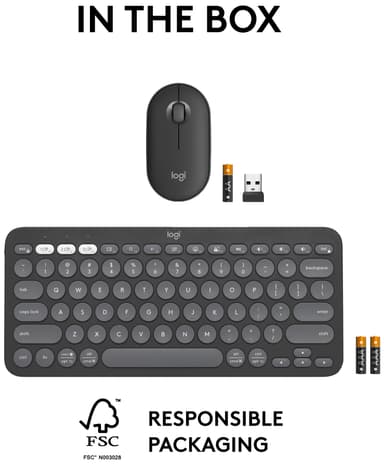 Logitech Pebble 2 K380S/M350S näppäimistö + hiiri (grafiitti)