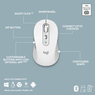 Logitech MK950 Slim Combo näppäimistö ja hiiri (valkoinen)