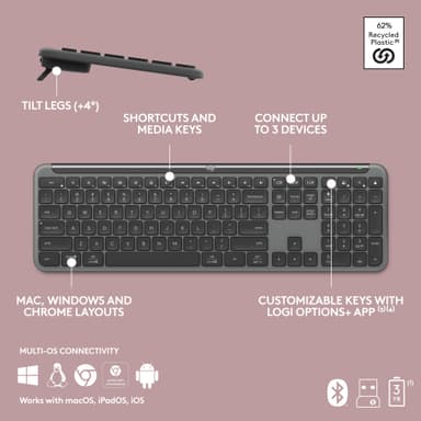 Logitech MK950 Slim Combo näppäimistö ja hiiri (grafiitti)