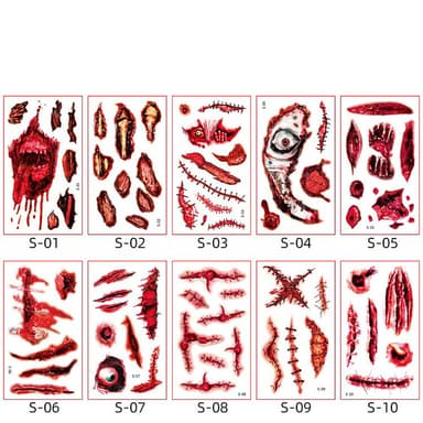 Väliaikaiset tatuoinnit Halloweeniin 10 arkkia Monivärinen