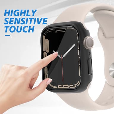 Suojakuori näytönsuojalla Apple Watch 7/8 (45 mm) Musta