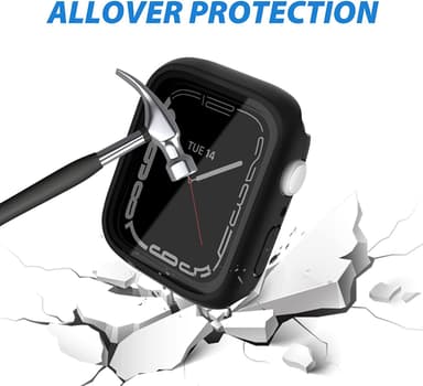 Suojakuori näytönsuojalla Apple Watch 7/8 (45 mm) Musta