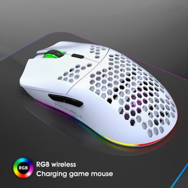 Langallinen pelihiiri RGB:llä, 6 säädettävällä DPI:llä, 6 painikkeella Valkoinen