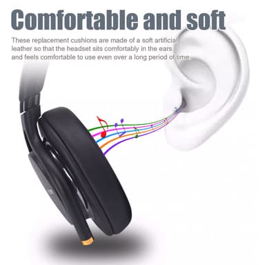 1 pari lampaannahkaisia korvatyynyjä SONY MDR-1ADAC/1ABT/1A1R/1RBT Musta
