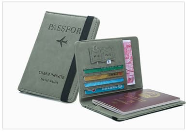 Premium PU-nahkainen matkapassilompakko RFID-esto monitoiminen Sininen