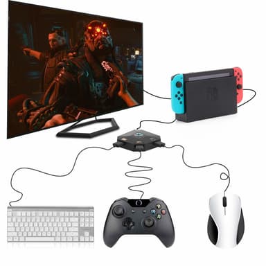 Nintendo Switchin, PS4:n, Xbox One/360:n ja PS3:n kanssa yhteensopiva hiiri/näppäimistösovitin