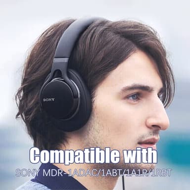 1 pari lampaannahkaisia korvatyynyjä SONY MDR-1ADAC/1ABT/1A1R/1RBT Musta