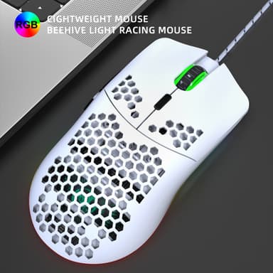 Langallinen pelihiiri RGB:llä, 6 säädettävällä DPI:llä, 6 painikkeella Valkoinen