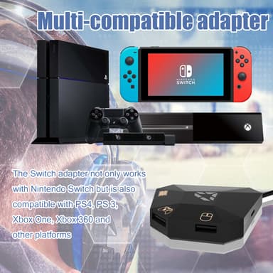 Nintendo Switchin, PS4:n, Xbox One/360:n ja PS3:n kanssa yhteensopiva hiiri/näppäimistösovitin