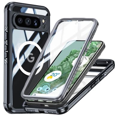 Suojakuori Google Pixel 9 Pro XL:lle 360° magneettitelineellä Musta Google Pixel 9 Pro