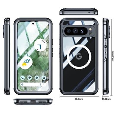 Suojakuori Google Pixel 9 Pro XL:lle 360° magneettitelineellä Musta Google Pixel 9 Pro