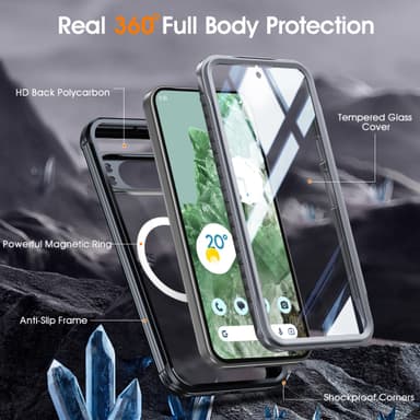 Suojakuori Google Pixel 9 Pro XL:lle 360° magneettitelineellä Musta Google Pixel 9 Pro