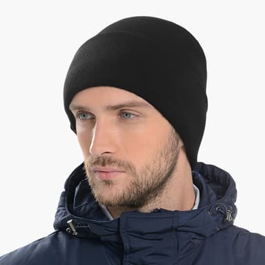 Lämmin talvihattu - yksi koko sopii kaikille Musta