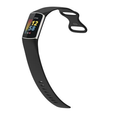 Silikonirannekoru Fitbit Charge 5:lle ja Charge 6:lle Musta M