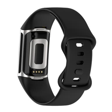 Silikonirannekoru Fitbit Charge 5:lle ja Charge 6:lle Musta M