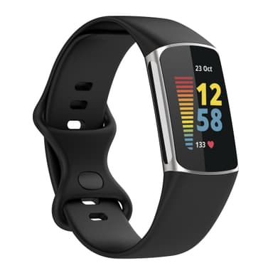 Silikonirannekoru Fitbit Charge 5:lle ja Charge 6:lle Musta M