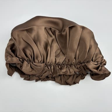 100 % Mulberry Silk Sleep Cap naisille, Pehmeä päähuivi nukkumiseen kahvia XL